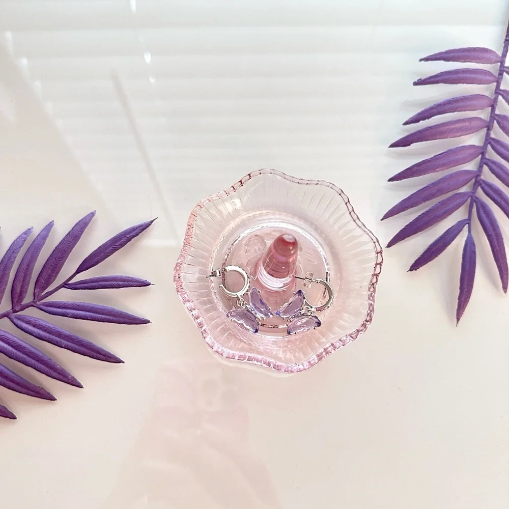 Pink Glass Ring Holder Jewelry Dish